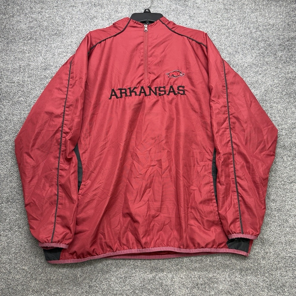 Pro Edge Arkansas Razorbacks 1/4 Zip Pullover Jacket Men's Size XL Vtg Football
